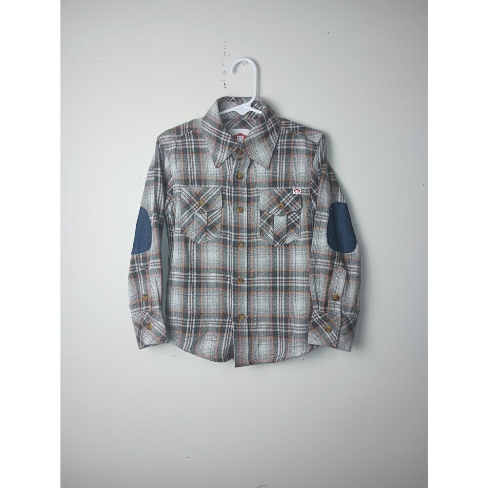 Appaman Flannel Elbow Patch Plaid Shirt‎ Boys Toddler Size 5 Button up